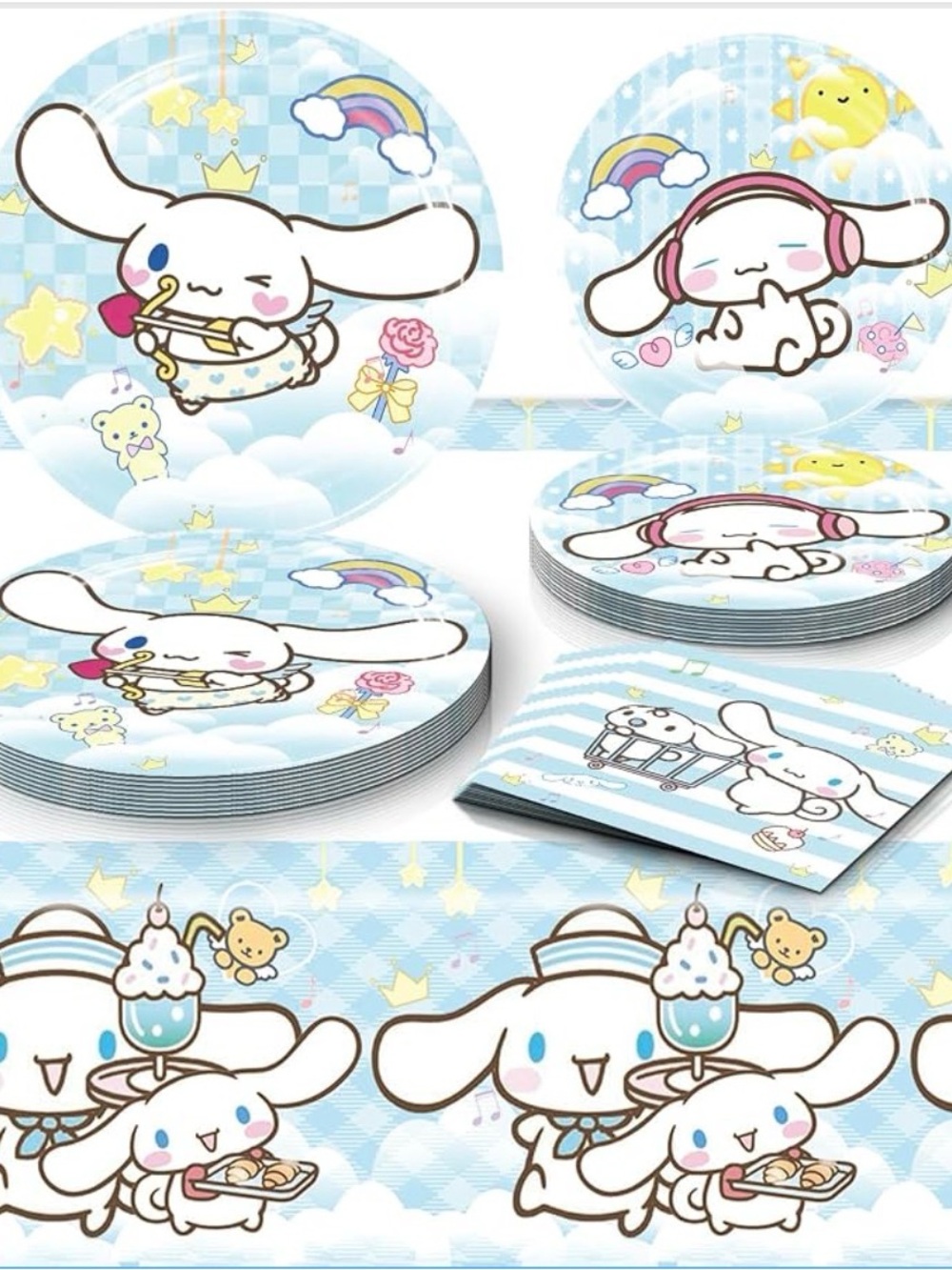 Cinnamoroll Birthday Party Plates Napkins & Tablecloth Cake/dinner Plates 2 Sets